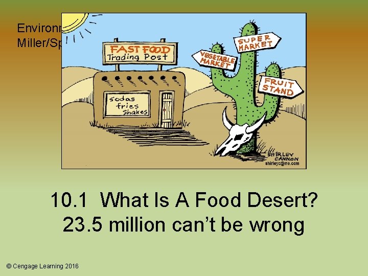 Environmental Science | 15 e Miller/Spoolman 10. 1 What Is A Food Desert? 23.
