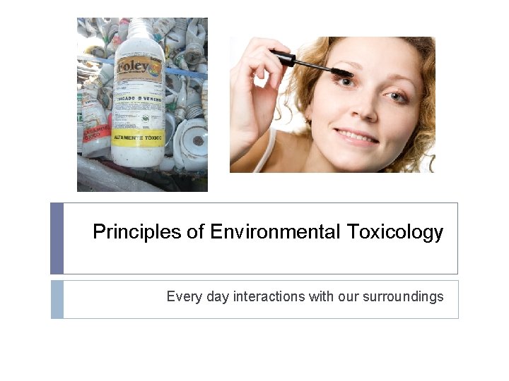 Principles of Environmental Toxicology Every day interactions with our surroundings 