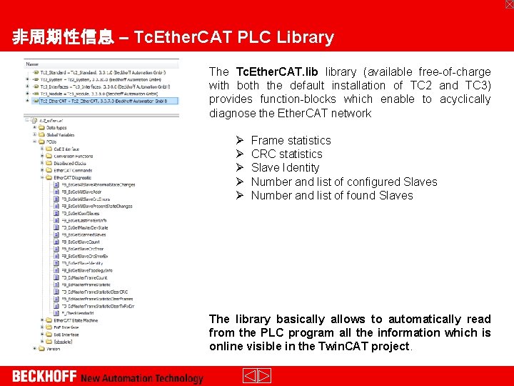 非周期性信息 – Tc. Ether. CAT PLC Library The Tc. Ether. CAT. library (available free-of-charge