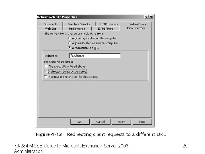 70 -284 MCSE Guide to Microsoft Exchange Server 2003 Administration 29 