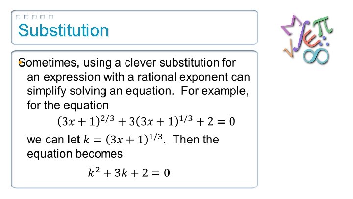 Substitution • 