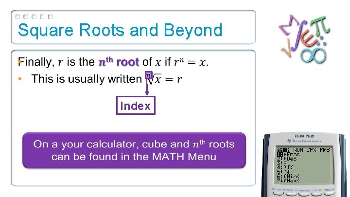 Square Roots and Beyond • Index 