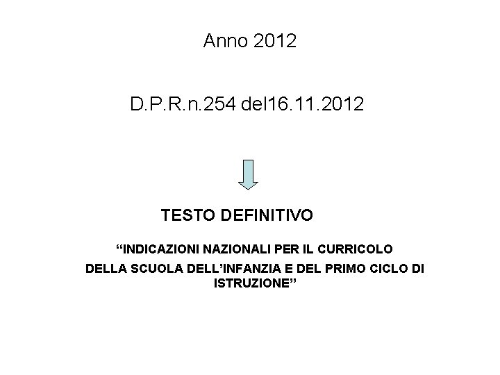 Anno 2012 D. P. R. n. 254 del 16. 11. 2012 TESTO DEFINITIVO “INDICAZIONI