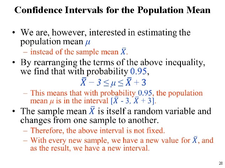 Confidence Intervals for the Population Mean • 28 