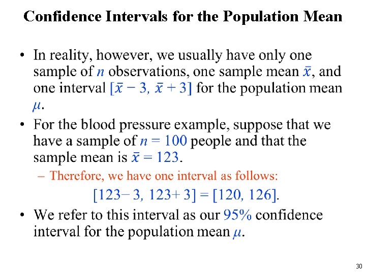 Confidence Intervals for the Population Mean • 30 