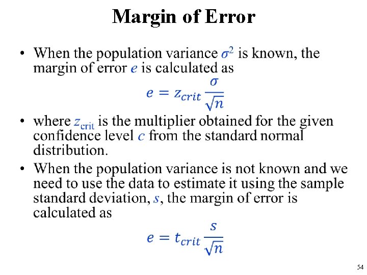 Margin of Error • 54 