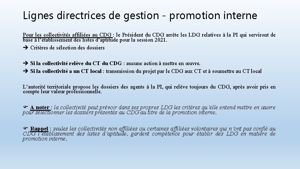 Les Lignes Directrices de Gestion LDG Fondements rglementaires