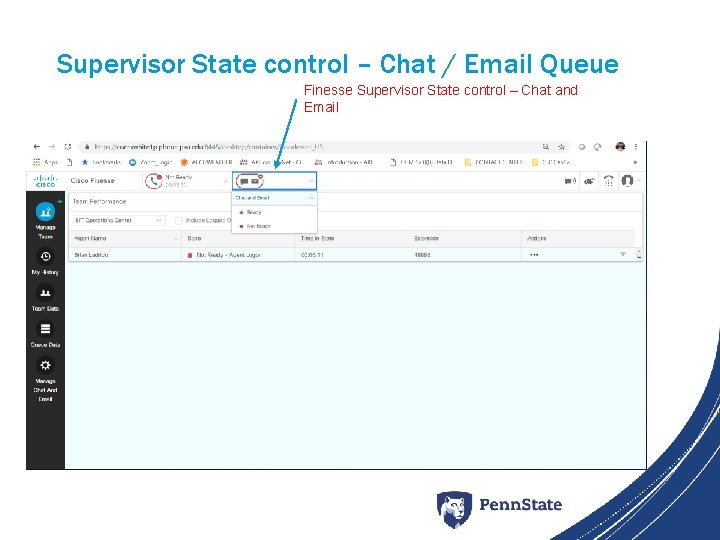 Supervisor State control – Chat / Email Queue Finesse Supervisor State control – Chat