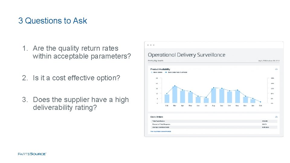 3 Questions to Ask 1. Are the quality return rates within acceptable parameters? 2.