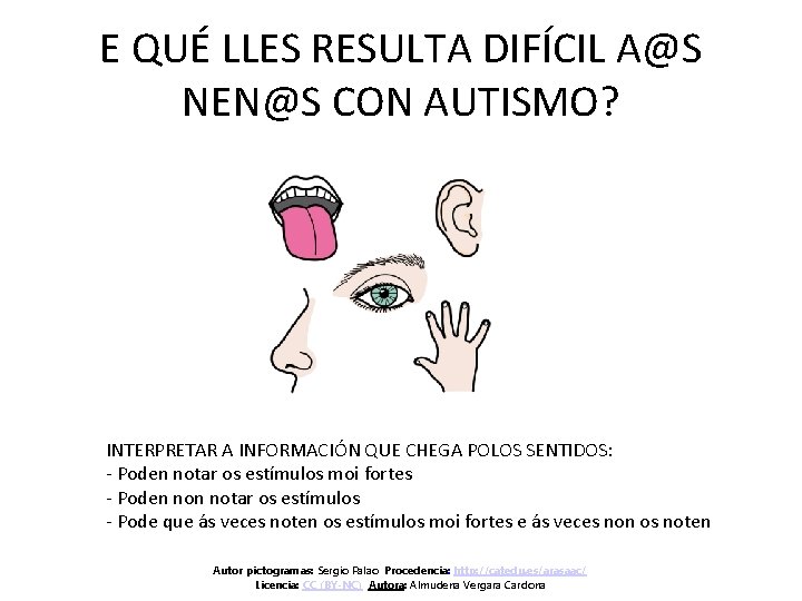 E QUÉ LLES RESULTA DIFÍCIL A@S NEN@S CON AUTISMO? INTERPRETAR A INFORMACIÓN QUE CHEGA