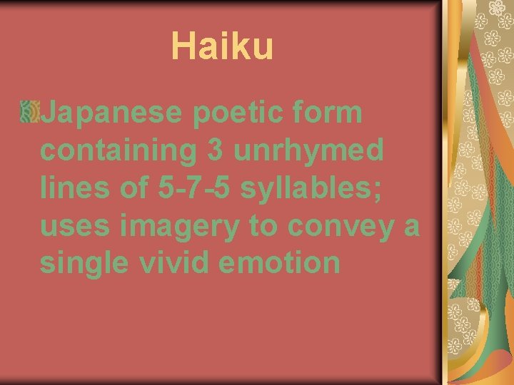 Poetry Literary form that combines the precise meanings