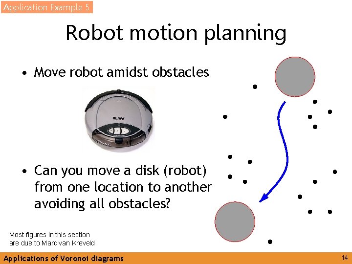 Application Example 5 Robot motion planning • Move robot amidst obstacles • Can you