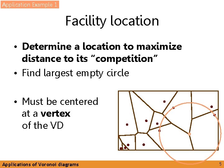 Application Example 1 Facility location • Determine a location to maximize distance to its