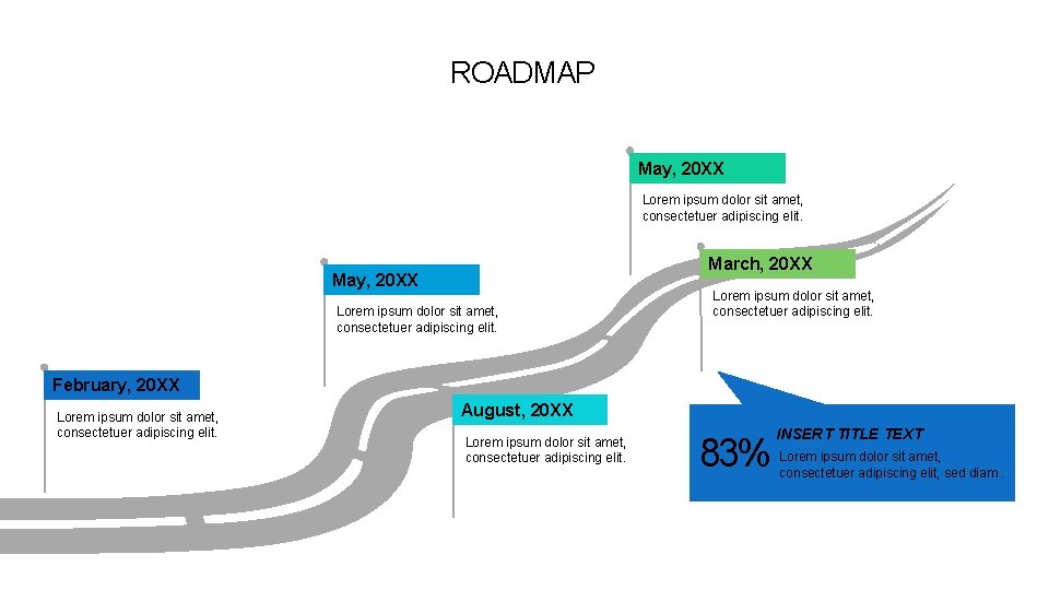 ROADMAP May, 20 XX Lorem ipsum dolor sit amet, consectetuer adipiscing elit. March, 20