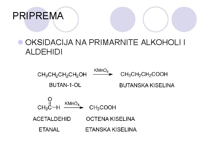 PRIPREMA l OKSIDACIJA NA PRIMARNITE ALKOHOLI I ALDEHIDI 