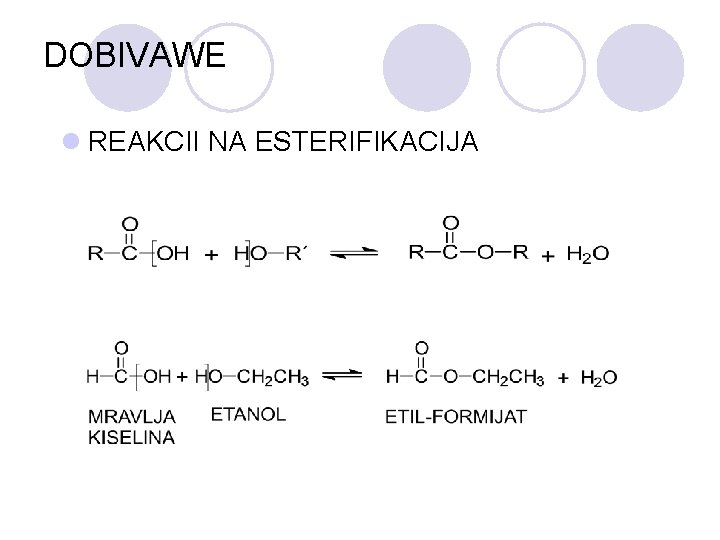 DOBIVAWE l REAKCII NA ESTERIFIKACIJA 