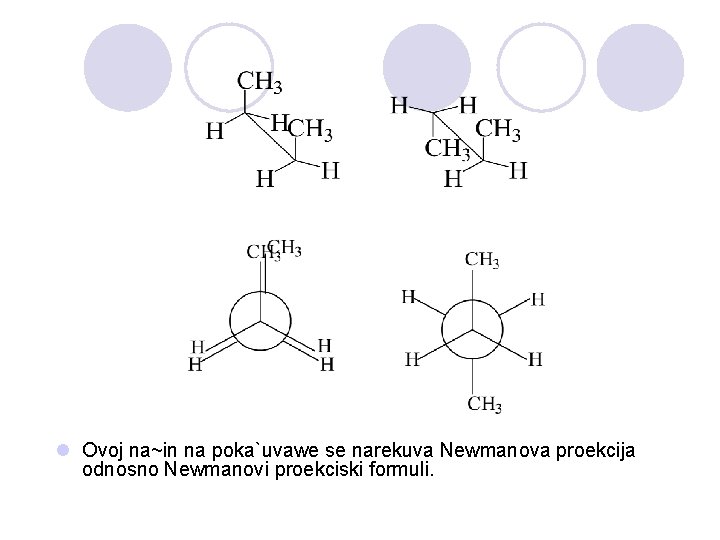 l Ovoj na~in na poka`uvawe se narekuva Newmanova proekcija odnosno Newmanovi proekciski formuli. 