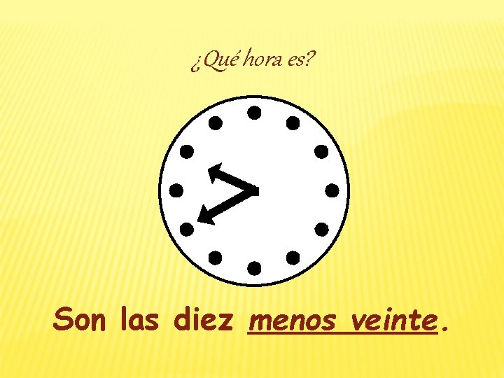 ¿Qué hora es? Son las diez menos veinte. 