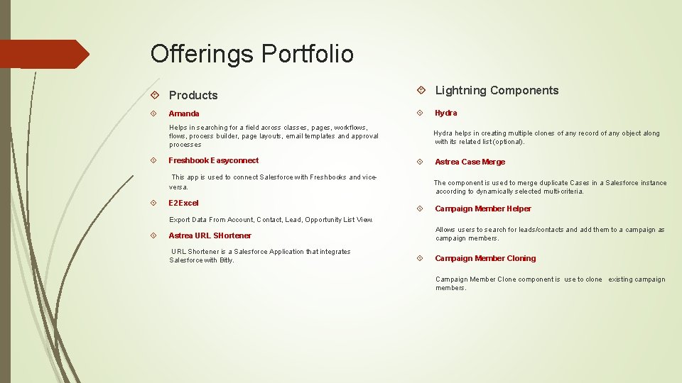 Offerings Portfolio Products Amanda Lightning Components Helps in searching for a field across classes,
