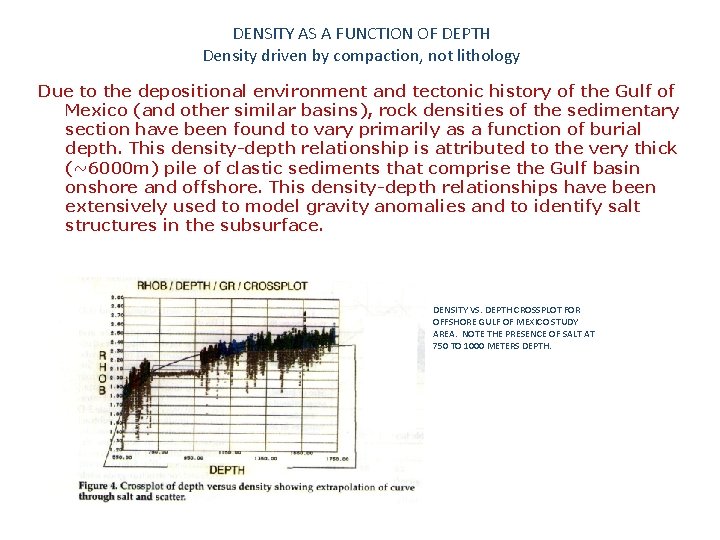 DENSITY AS A FUNCTION OF DEPTH Density driven by compaction, not lithology Due to