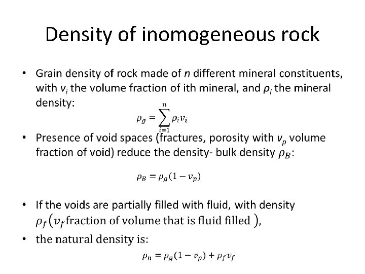 Density of inomogeneous rock • 
