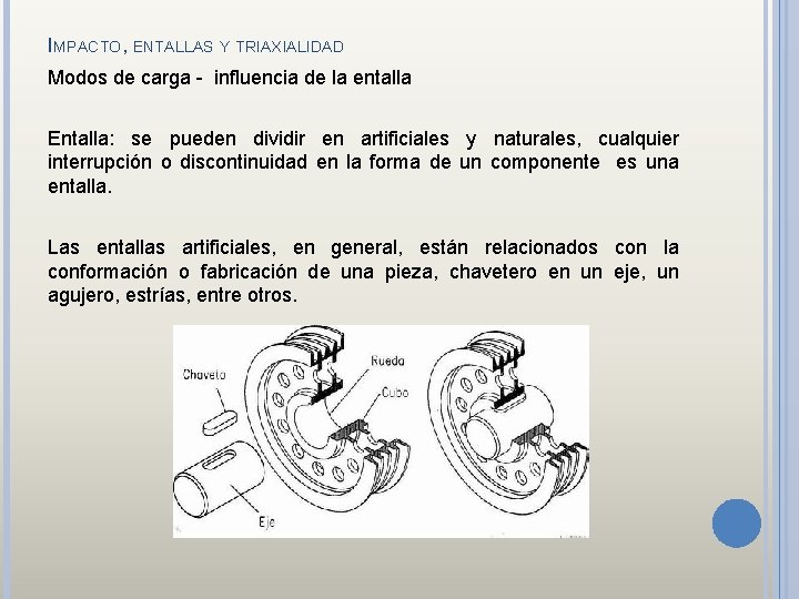 IMPACTO, ENTALLAS Y TRIAXIALIDAD Modos de carga - influencia de la entalla Entalla: se