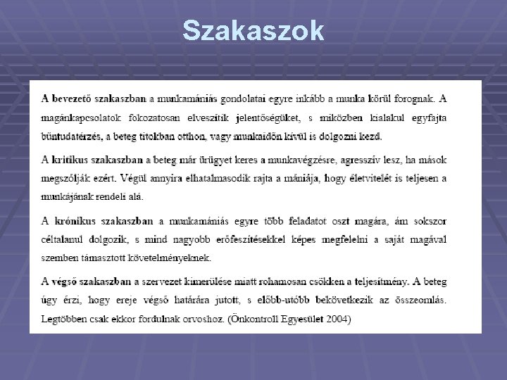 Szakaszok 