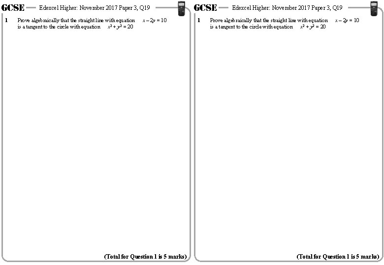 GCSE 1 Edexcel Higher: November 2017 Paper 3, Q 19 Prove algebraically that the