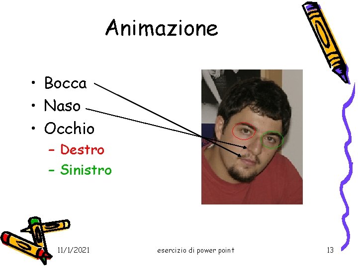 Animazione • Bocca • Naso • Occhio – Destro – Sinistro 11/1/2021 esercizio di