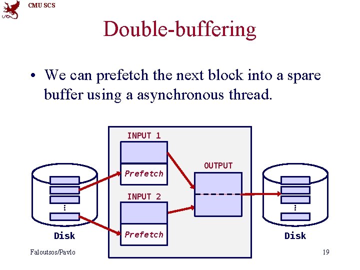CMU SCS Double-buffering • We can prefetch the next block into a spare buffer CMU SCS Double-buffering • We can prefetch the next block into a spare buffer