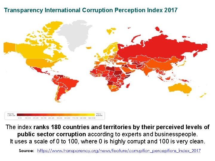 Transparency International Corruption Perception Index 2017 The index ranks 180 countries and territories by