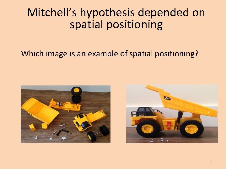 Mitchell’s hypothesis depended on spatial positioning Which image is an example of spatial positioning?