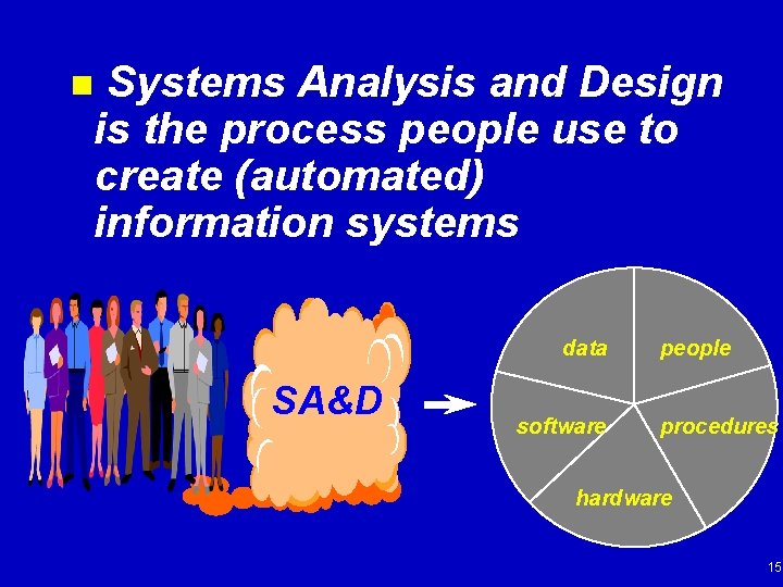 Systems Analysis and Design is the process people use to create (automated) information systems