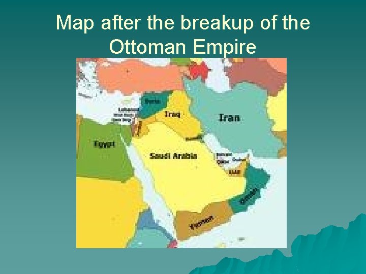 Map after the breakup of the Ottoman Empire 