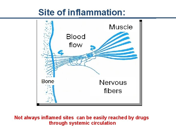 Site of inflammation: Not always inflamed sites can be easily reached by drugs through