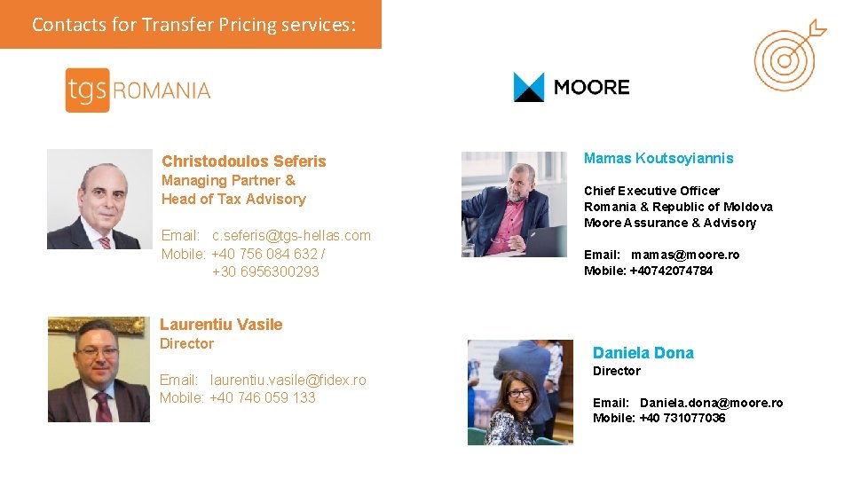 Contacts for Transfer Pricing services: Christodoulos Seferis Managing Partner & Head of Tax Advisory