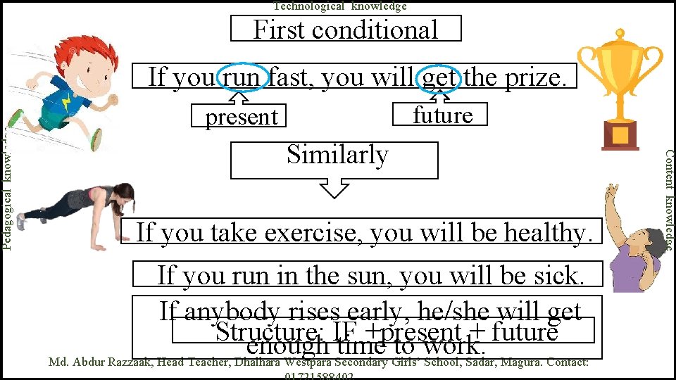 First conditional If you run fast, you will get the prize. future present Similarly