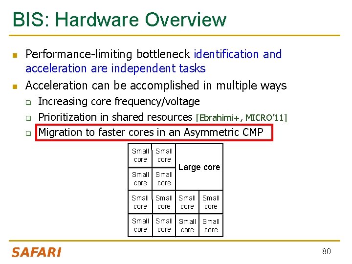 BIS: Hardware Overview n n Performance-limiting bottleneck identification and acceleration are independent tasks Acceleration