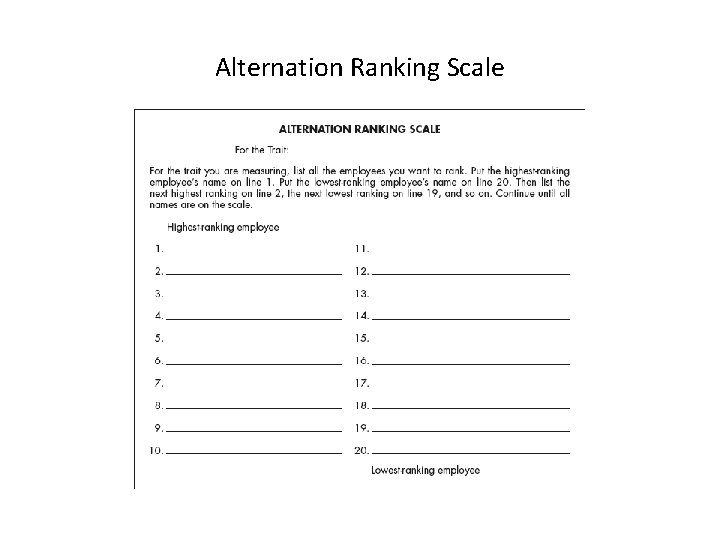Alternation Ranking Scale 