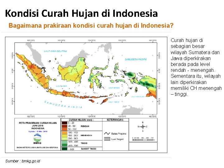 Kondisi Curah Hujan di Indonesia Bagaimana prakiraan kondisi curah hujan di Indonesia? Curah hujan