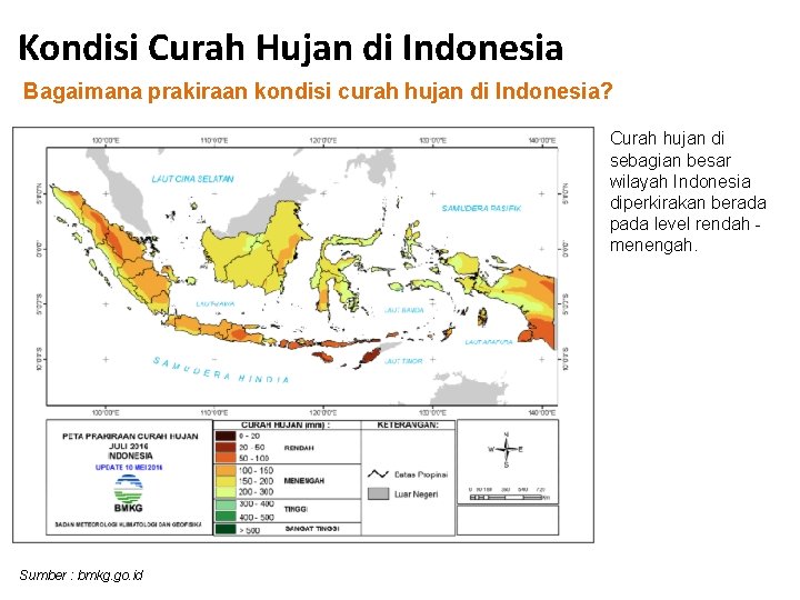 Kondisi Curah Hujan di Indonesia Bagaimana prakiraan kondisi curah hujan di Indonesia? Curah hujan