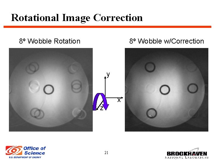 Rotational Image Correction 8º Wobble Rotation 8º Wobble w/Correction y x z 21 