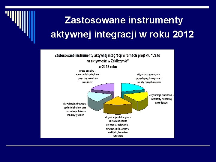 Zastosowane instrumenty aktywnej integracji w roku 2012 