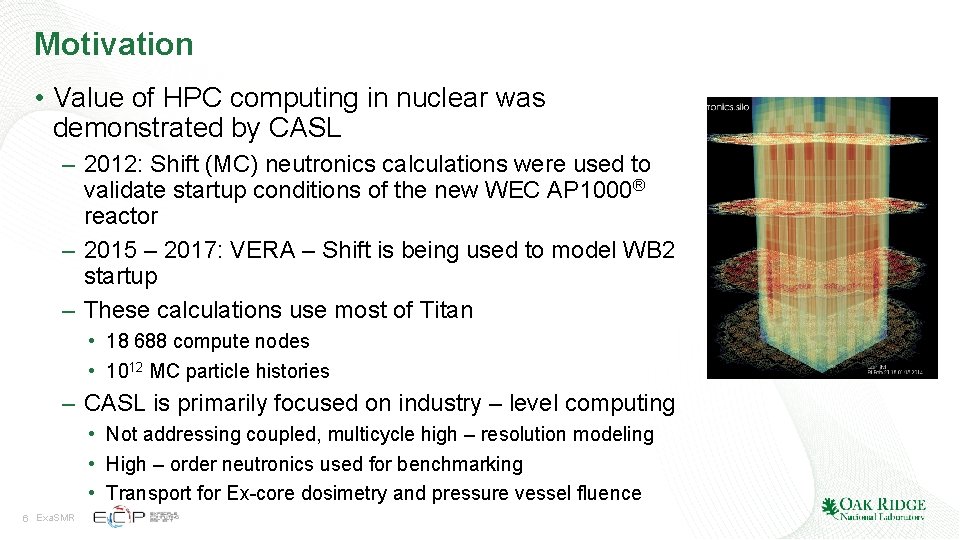 Motivation • Value of HPC computing in nuclear was demonstrated by CASL – 2012: Motivation • Value of HPC computing in nuclear was demonstrated by CASL – 2012:
