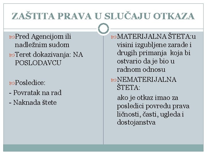 ZAŠTITA PRAVA U SLUČAJU OTKAZA Pred Agencijom ili MATERIJALNA ŠTETA: u nadležnim sudom Teret ZAŠTITA PRAVA U SLUČAJU OTKAZA Pred Agencijom ili MATERIJALNA ŠTETA: u nadležnim sudom Teret