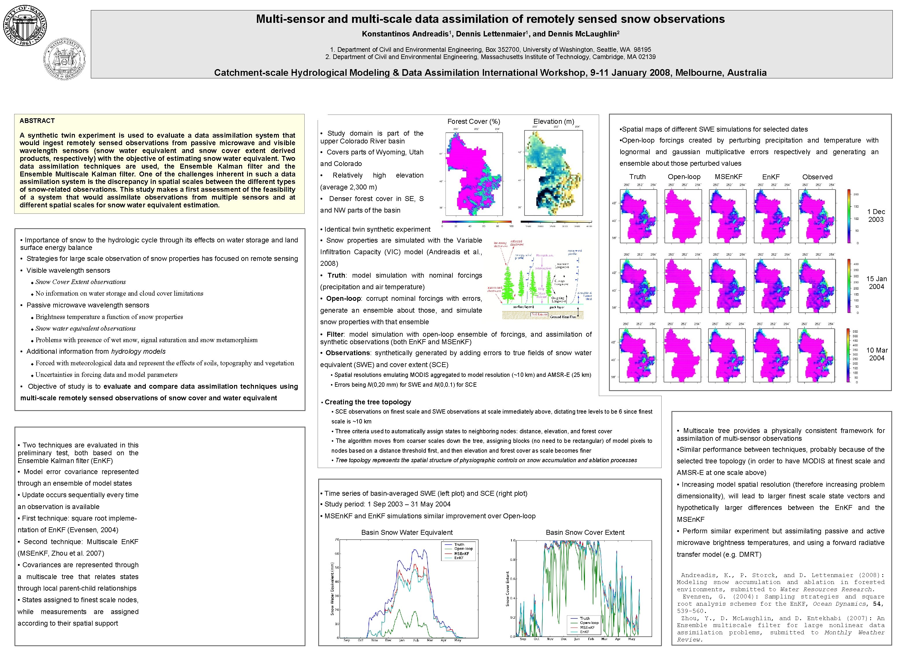 Multi-sensor and multi-scale data assimilation of remotely sensed snow observations Konstantinos Andreadis 1, Dennis