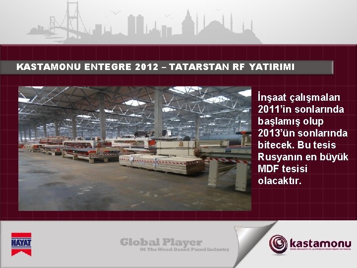 KASTAMONU ENTEGRE 2012 – TATARSTAN RF YATIRIMI İnşaat çalışmaları 2011’in sonlarında başlamış olup 2013’ün