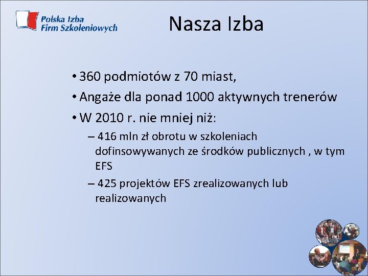 Nasza Izba • 360 podmiotów z 70 miast, • Angaże dla ponad 1000 aktywnych