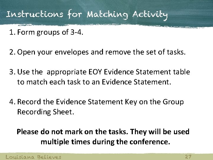 Instructions for Matching Activity 1. Form groups of 3 -4. 2. Open your envelopes