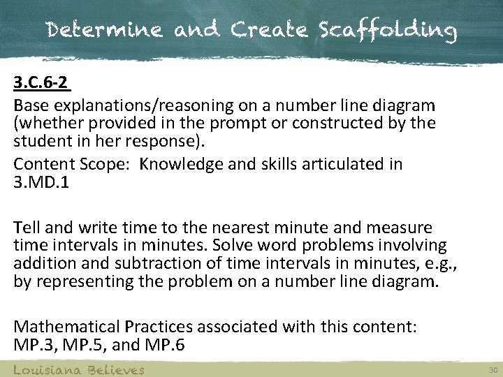 Determine and Create Scaffolding 3. C. 6 -2 Base explanations/reasoning on a number line